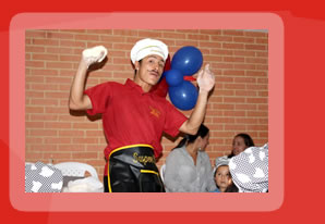 Show pizzerito con pizza, lasagna y galletas para fiestas infantiles.